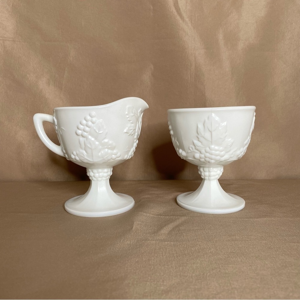 Vintage Indiana Milk Glass Creamer and Sugar